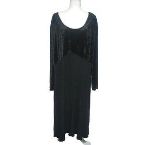 The Avenue Dress Womens Size 30 Black Velvet Gauze Midi Stretch Long Sleeve Empi
